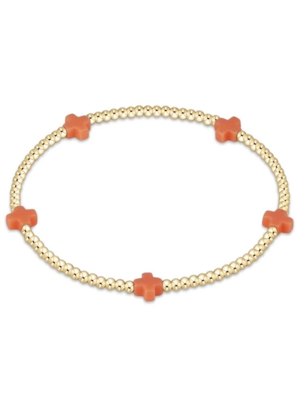 New Enewton Signature Coral Orange Small Crosses 14kt Gold-filled 2mm Bracelet